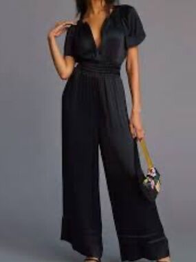 Wilfred Black V-Neck Short Sleeve Jumpsuit